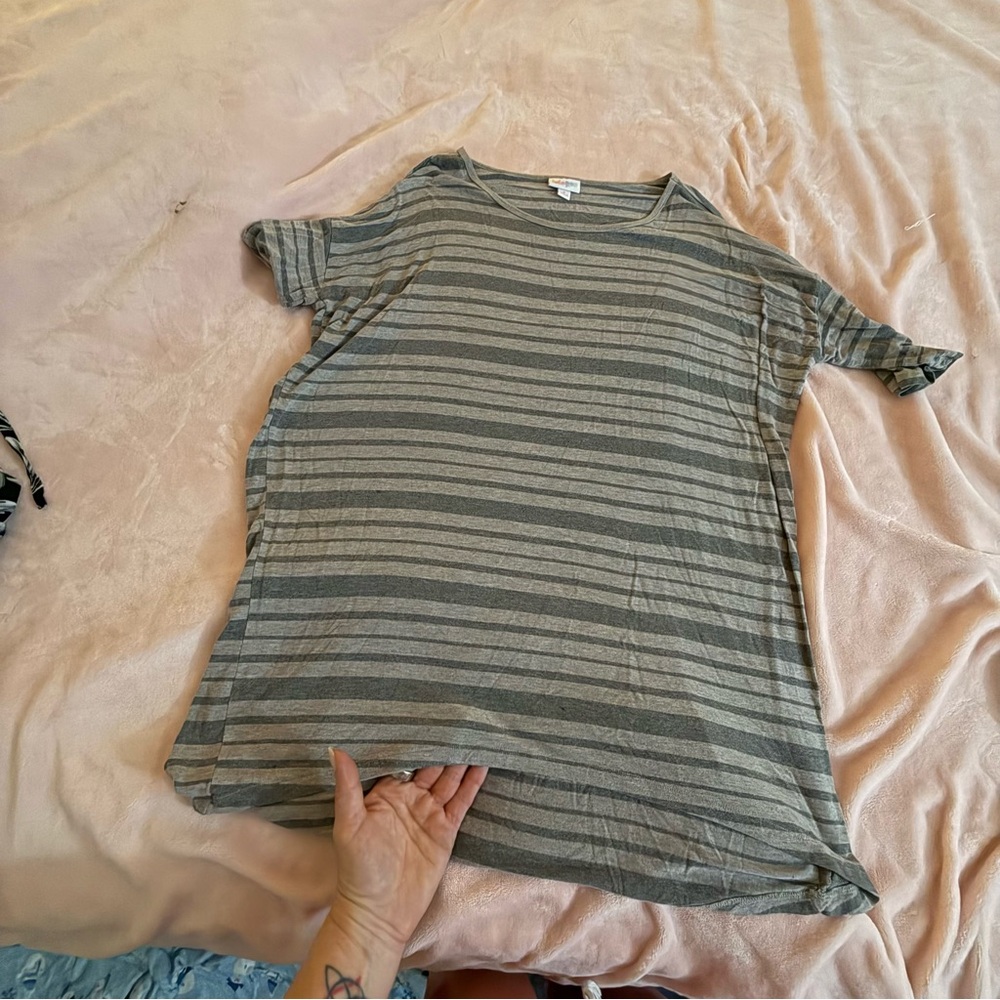 LuLaRoe Gray Striped Top
